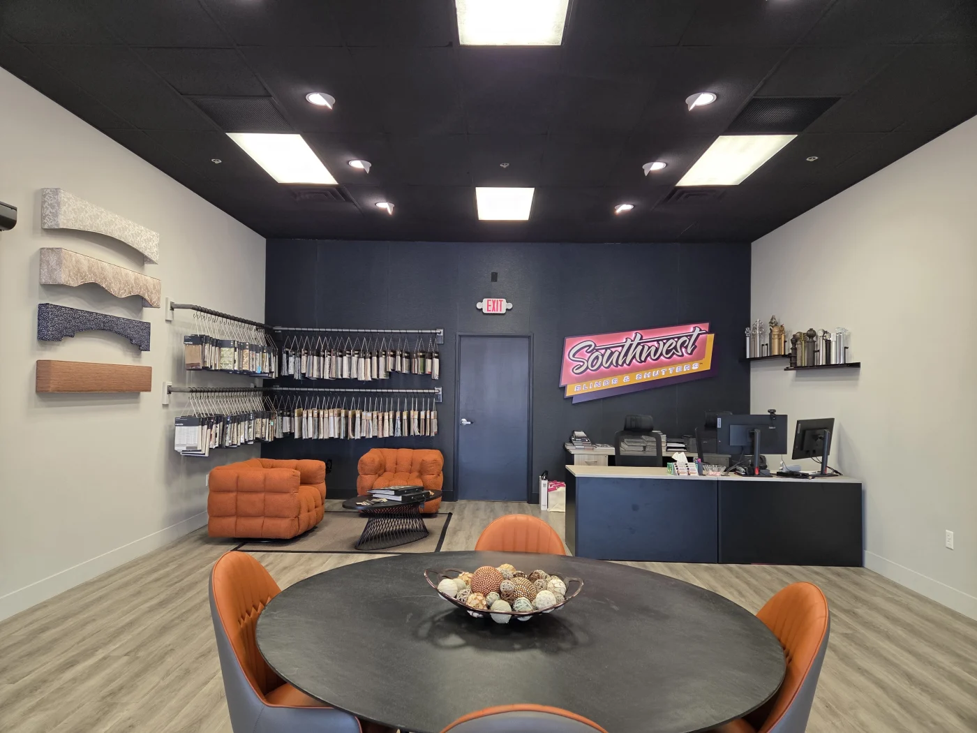 Motorized shade displays at the Southwest Blinds and Shutters Henderson showroom
